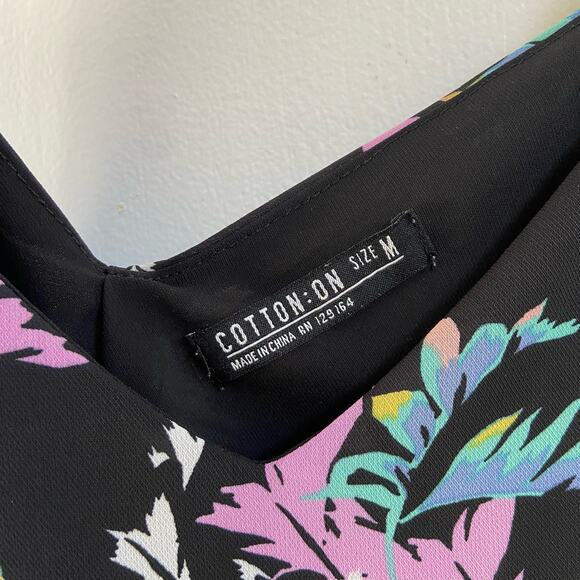 Black Printed Slip Dress Tank Dress Women's Medium - Picture 3 of 5